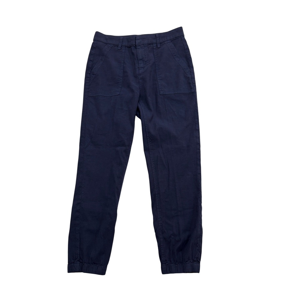 Frank & Eileen Jameson Utility Joggers Women Size 2 Navy Blue Linen Cargo Pants‎